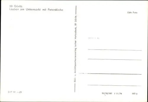 Ak Görlitz in der Lausitz, Lauben am Untermarkt mit Peterskirche