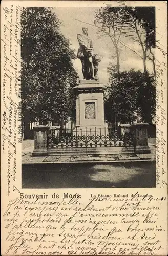 Ak Mons Wallonien Hennegau, La Statue Roland de Lassus
