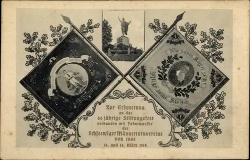Ak Schleswig an der Schlei, Schleswiger Männerturnverein, 50. Stiftungsfest, Fahnenweihe 1914