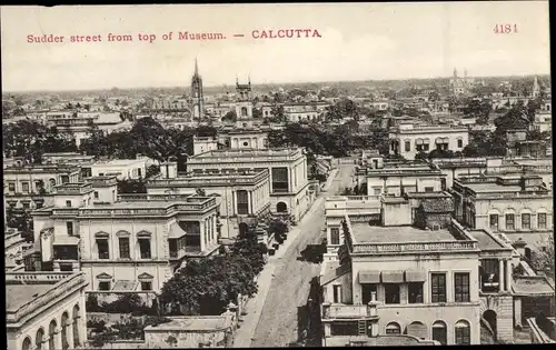 Ak Calcutta Kolkata Kalkutta Indien, Sudder street from top of Museum
