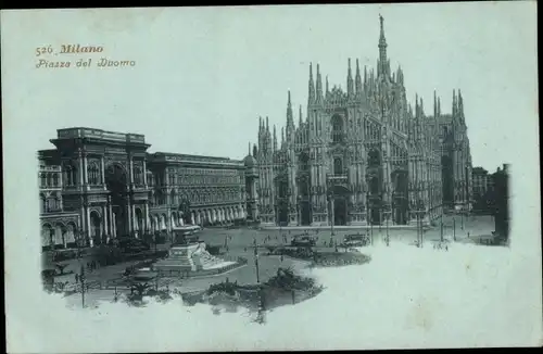 Mondschein Ak Milano Mailand Lombardia, Piazza del Duomo