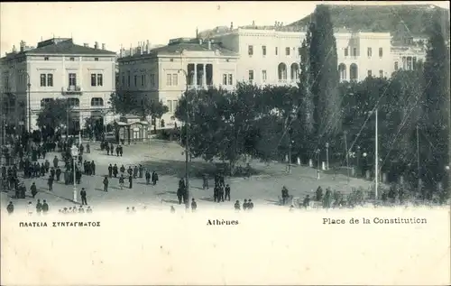 Ak Athen Griechenland, Place de la Constitution