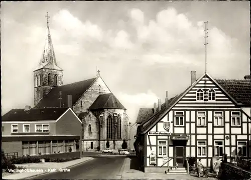 Ak Wellingholzhausen Melle in Niedersachsen, Katholische Kirche, Gasthof