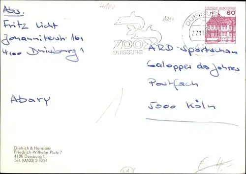 Ak Duisburg im Ruhrgebiet, Büro Einrichtungshaus Dietrich und Hermann