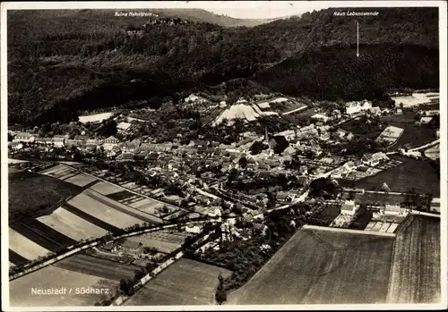 Ak Neustadt im Harz Harztor Thüringen, Fliegeraufnahme, Ort, Ruine