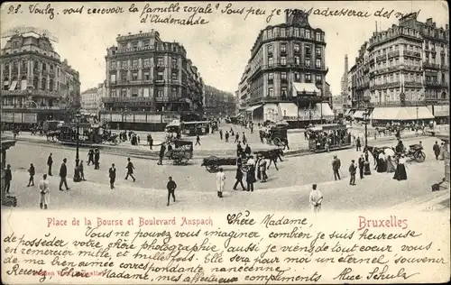 Ak Bruxelles Brüssel, Place de la Bourse et Boulevard Anspach