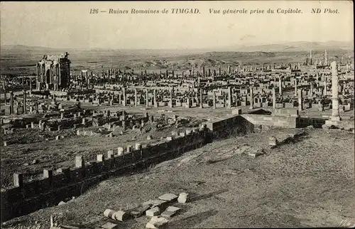 Ak Timgad Algerien, Ruines Romaines, Vue generale prise du Capitole