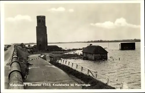 Ak Burgh Haamstede Schouwen Duiveland Zeeland Niederlande, Watersnood Schouwen 1953