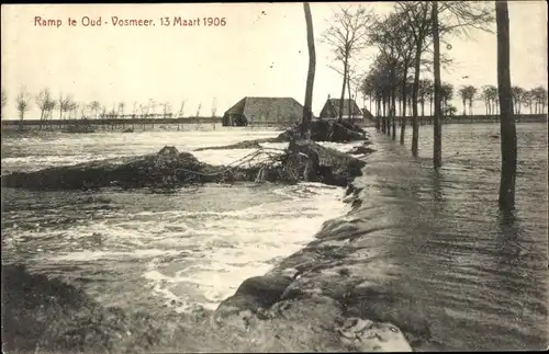 Ak Oud Vossemeer Zeeland Niederlande, Ramp, 13 Maart 1906, Überflutung,