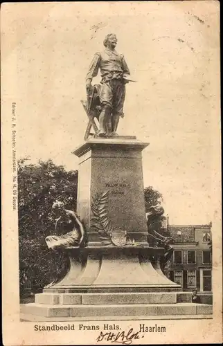 Ak Haarlem Nordholland Niederlande, Standbeeld Frans Hals