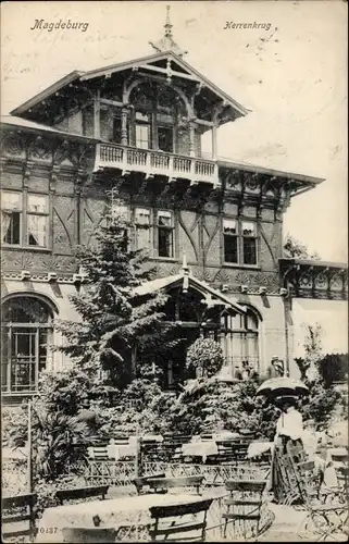 Ak Magdeburg, Herrenkrug, Terrasse