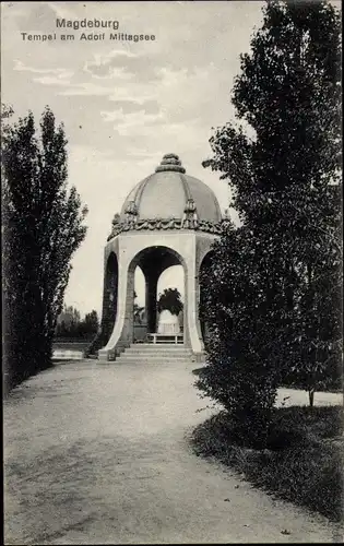 Ak Magdeburg an der Elbe, Tempel am Adolf Mittag See