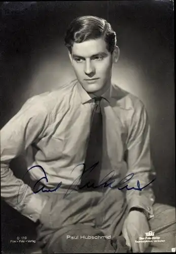 Ak Schauspieler Paul Hubschmid, Portrait, Autogramm, Krawatte