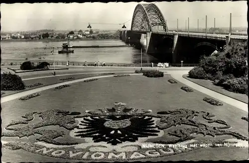 Ak Nijmegen Gelderland, Waalbrug met wapen