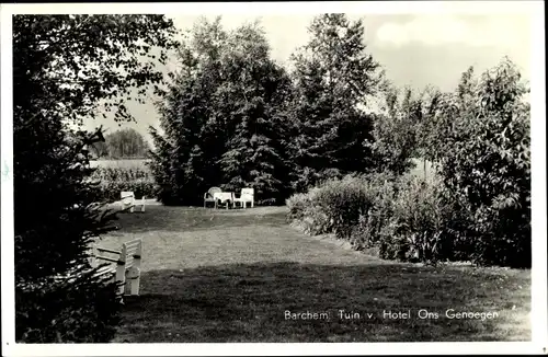 Ak Barchem Gelderland, Tuin v. Hotel Ons Genoegen