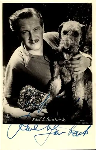 Ak Schauspieler Karl Schönböck, Portrait, Autogramm, Terrier, FBZ Verlag