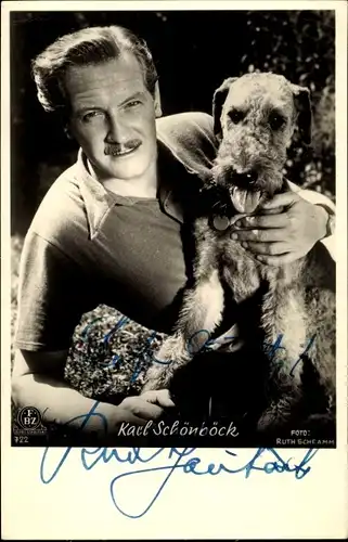 Ak Schauspieler Karl Schönböck, Portrait, Autogramm, Terrier, FBZ Verlag