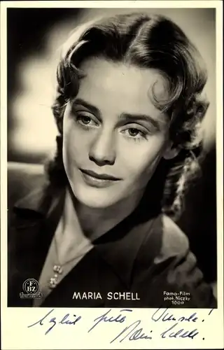 Ak Schauspielerin Maria Schell, Portrait, Autogramm, FBZ Verlag