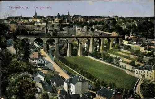 Ak Luxemburg Luxembourg, Vue generale, Brücke