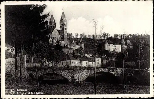 Ak Clervaux Clerf Luxembourg, L'Eglise et le Chateau