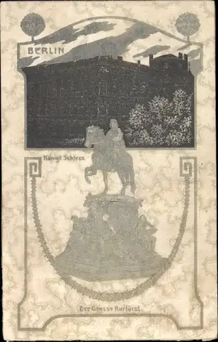 Ak Berlin Mitte, Königliches Schloss, Kurfürstendenkmal