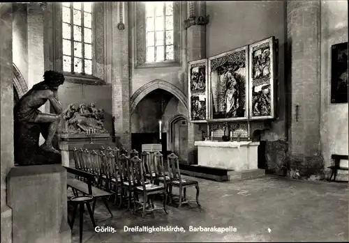 Ak Görlitz in der Lausitz, Dreifaltigkeitskirche, Barbarakapelle, Christus in der Rast (um 1500)