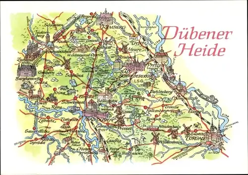 Landkarten Ak Bad Düben an der Mulde, Kemberg, Torgau, Laußig