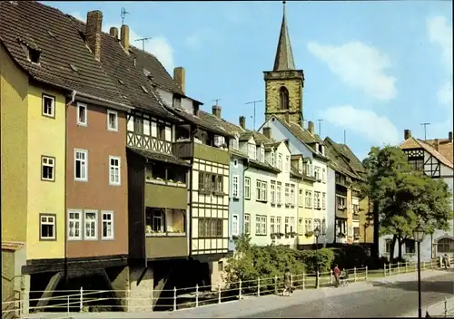 Ak Erfurt in Thüringen, Krämerbrücke, Brückenhäuser