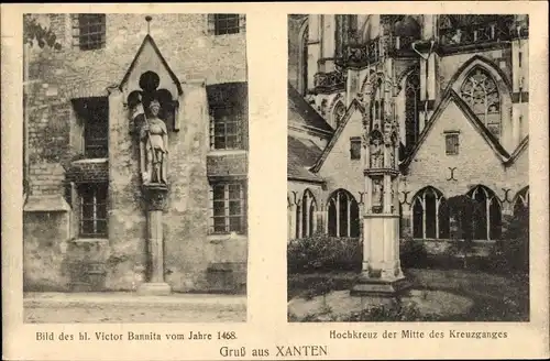 Ak Xanten am Niederrhein, Heliger Viktor Bannita vom Jahre 1468, Hochkreuz im Kreuzgang