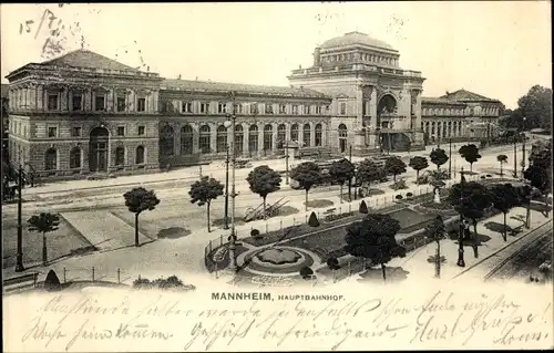 Ak Mannheim in Baden, Hauptbahnhof, Außenansicht