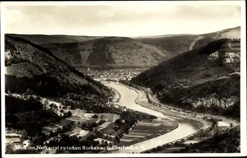 Ak Rockenau Eberbach am Neckar, Neckartal, Panorama