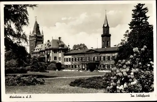 Ak Weinheim, Im Schloßpark, Blick zum Schloß