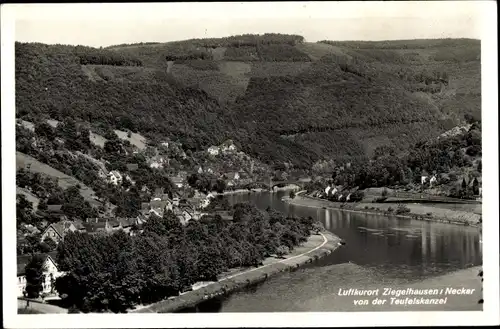 Ak Ziegelhausen Heidelberg am Neckar, Blick von der Teufelskanzel