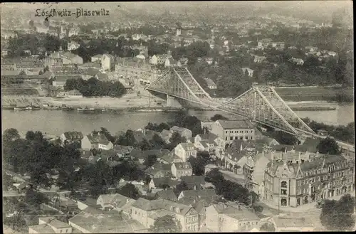 Ak Dresden Loschwitz, Panoramablick nach Blasewitz, Brücke