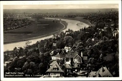 Ak Dresden Weißer Hirsch Loschwitz, Blick vom Luisenhof nach Dresden