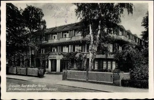 Ak Dresden Weißer Hirsch, Dr. Lahmanns Sanatorium, Villa Urvasi, Außenansicht