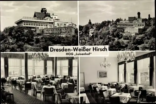 Ak Dresden Weißer Hirsch, HOG Luisenhof, Außenansicht, Speisesaal