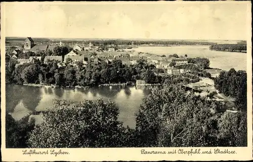 Ak Lychen in der Uckermark, Panorama mit Oberpfuhl und Stadtsee