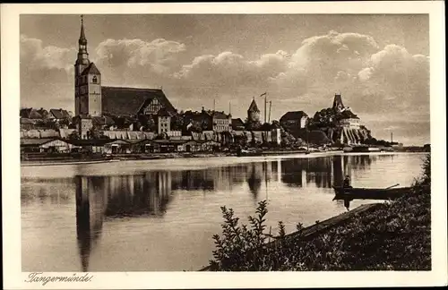 Ak Tangermünde an der Elbe, Panorama, Kirche