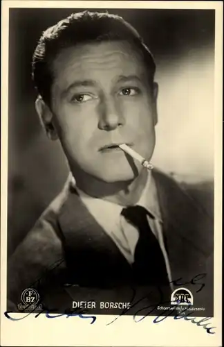 Ak Schauspieler Dieter Borsche, Portrait, rauchend, FBZ Verlag