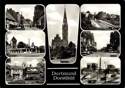 Ak Dorstfeld Dortmund im Ruhrgebiet, Kirche, Kolonie Zeche Dorstfeld, Pavillon, Haus Schulte Witten