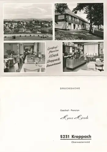 Klapp Ak Kroppach im Westerwald, Gasthof Hirsch, aussen und innen, Ort
