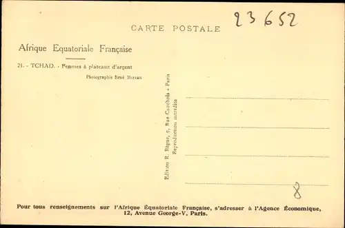 Ak Tchad, Afrique Equatoriale Francaise, Femmes à plateaux d'argent, Lippenteller