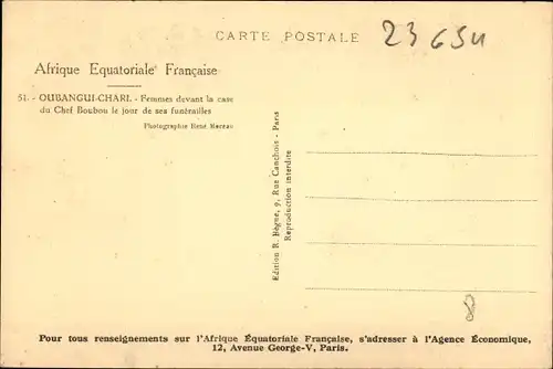 Ak Oubangui Chari Ubangi Shari Zentralafrikanische Republik, Femmes devant la cas du Chef Boubou