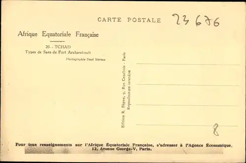 Ak Tchad Tschad, Afrique Equatoriale Francaise, Types de Sara de Fort Archambault