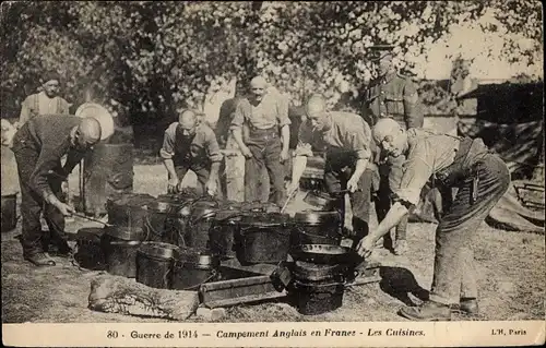 Ak Guerre de 1914, Campement Anglais en France, Les Cuisines