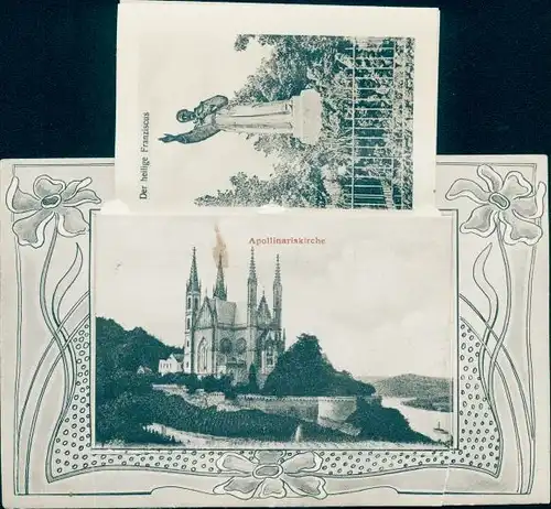 Leporello Ak Remagen am Rhein, Apollinariskirche, Der heilige Franziskus