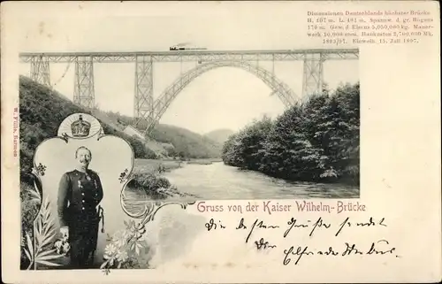 Ak Kaiser Wilhelm II., Kaiser Wilhelm-Brücke, Eisenbahn