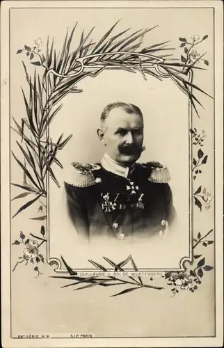 Passepartout Ak Wilhelm II, König von Württemberg, Portrait in Uniform