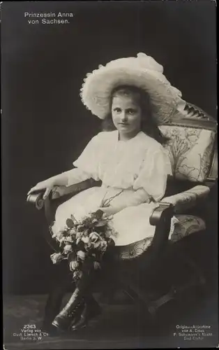 Ak Prinzessin Anna von Sachsen, Portrait